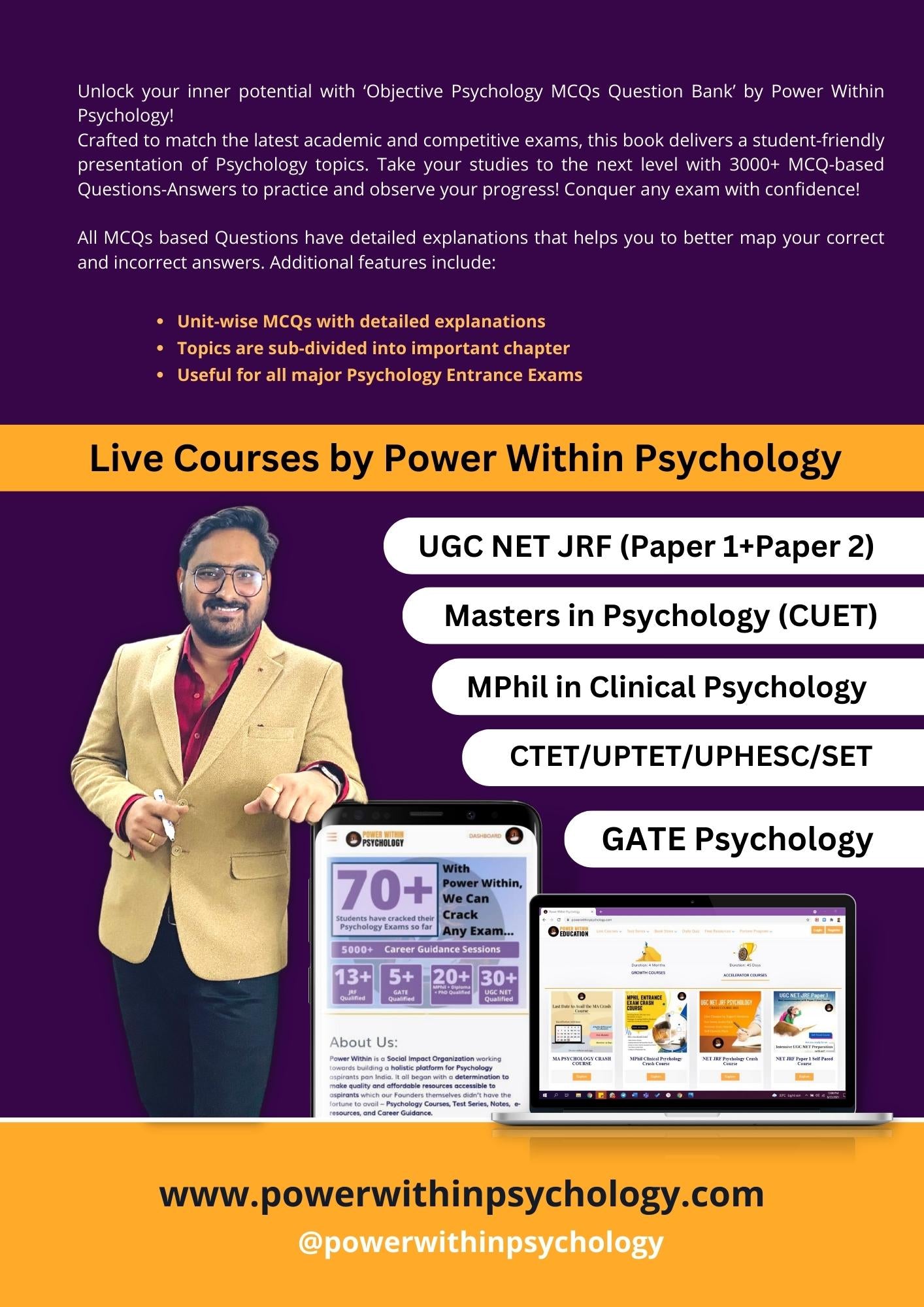 PWP Objective Psychology 2000+ MCQs Question Bank Book - Edition 2 (2025)