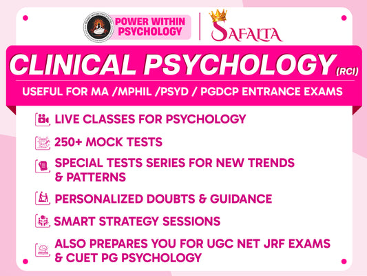 Safalta for Clinical Psychology (RCI) - MA / MPhil / PsyD in Clinical Psychology & NET JRF Integrated Course