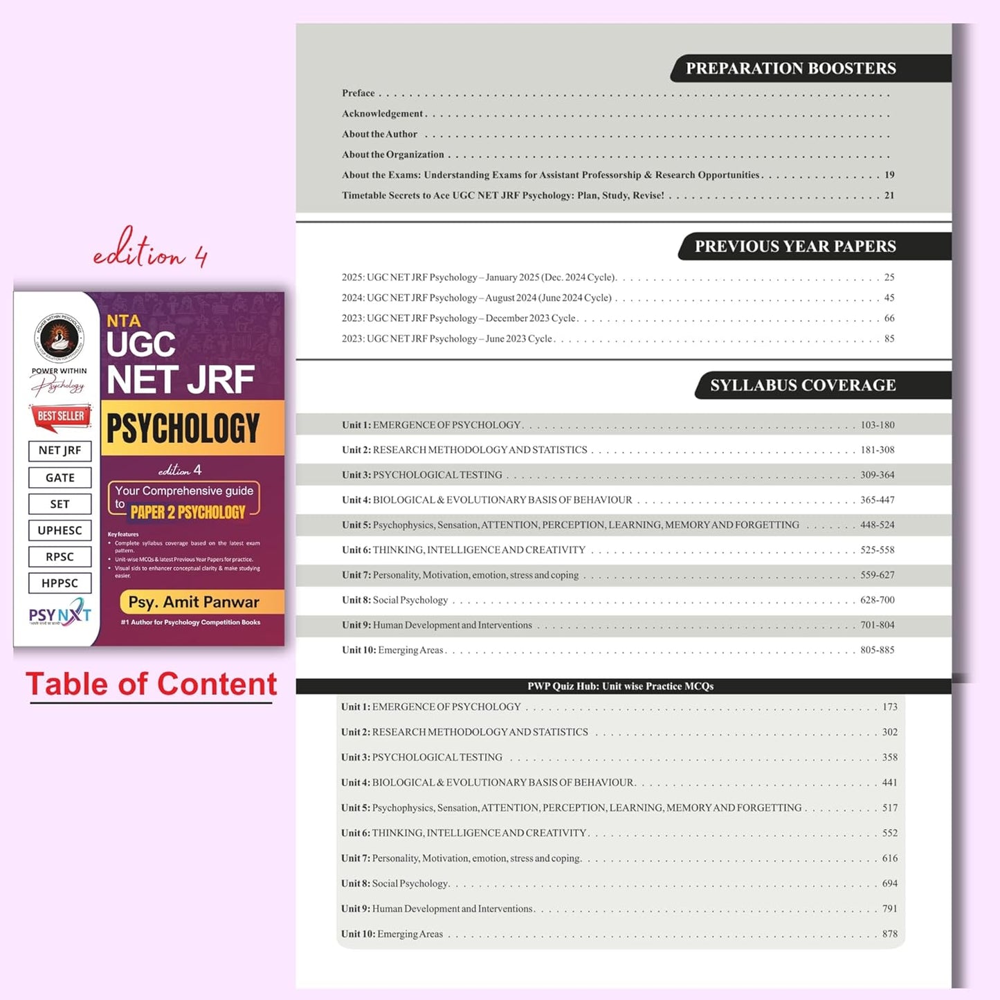 PWP NTA UGC NET JRF Psychology Paper 2 Book - SET - UPHESC - New and Updated Edition 4, 2025 (Complete Syllabus with Question Bank included)