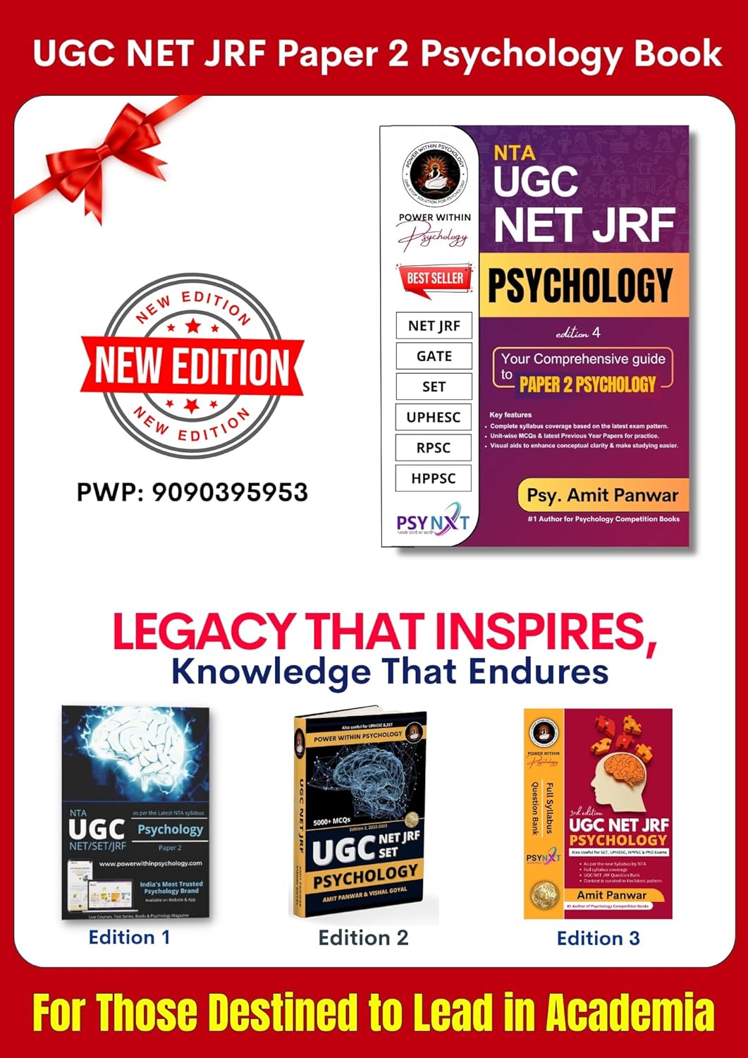 PWP NTA UGC NET JRF Psychology Paper 2 Book - SET - UPHESC - New and Updated Edition 4, 2025 (Complete Syllabus with Question Bank included)