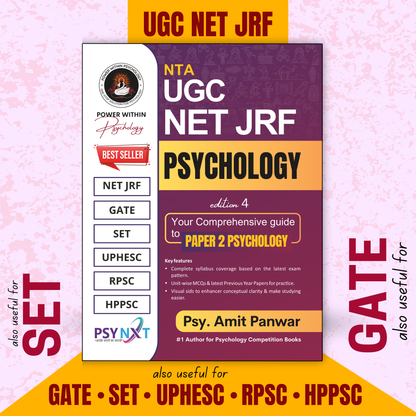 PWP NTA UGC NET JRF Psychology Paper 2 Book - SET - UPHESC - New and Updated Edition 4, 2025 (Complete Syllabus with Question Bank included)