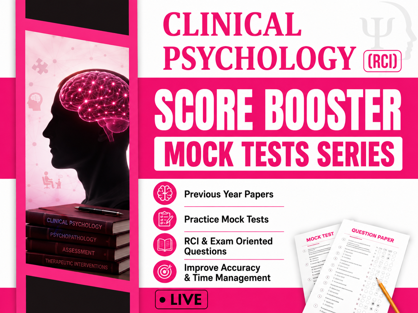 Clinical Psychology (RCI) Score Booster Mock Test Series - MPhil/Master/PsyD/PGDCP