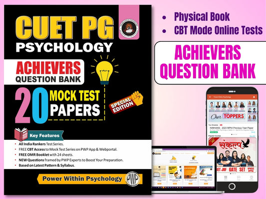 PWP NTA CUET PG Psychology Achievers Test Series | 20 Mock Test Papers | CUET PG Psychology Entrance Exam Book 2026 Question Bank
