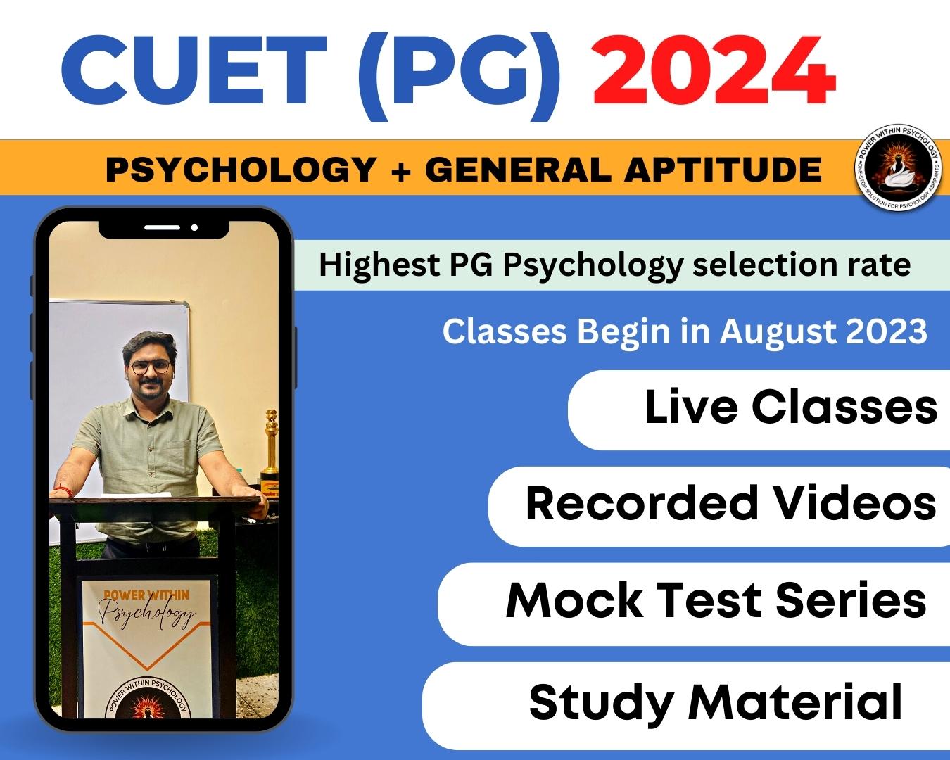 CUET (PG) Integrated Live Course - June 2024 | Master’s in Psychology Entrance Exam Preparation Course