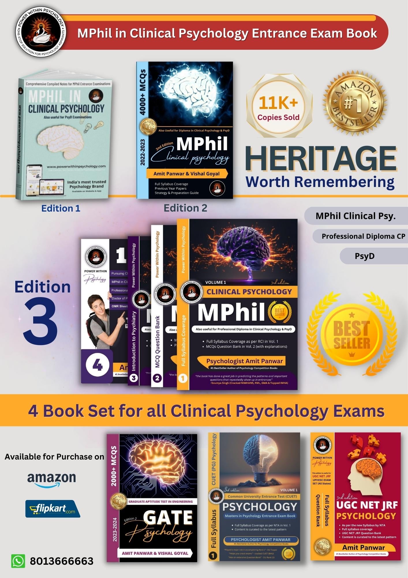 MPhil Clinical Psychology (4 Books Set) - Professional Diploma in Clinical Psychology & PsyD Entrance Exam Preparation Book - New & Updated Edition 3, 2024 - Power Within Psychology