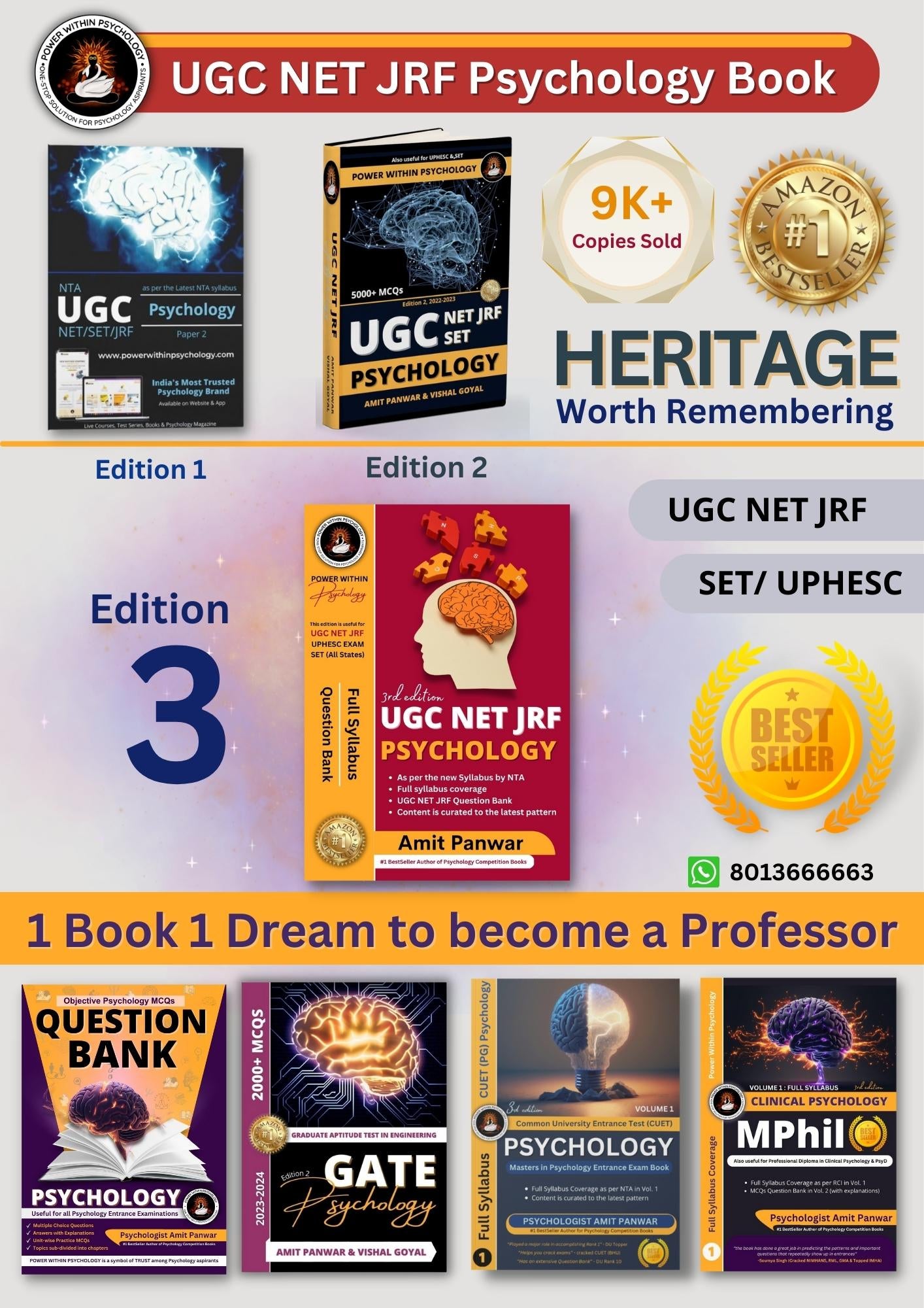 NTA UGC NET JRF Psychology Paper 2 Book - SET - UPHESC - New and Updated Edition 3, 2024 (Complete Syllabus with Question Bank included)