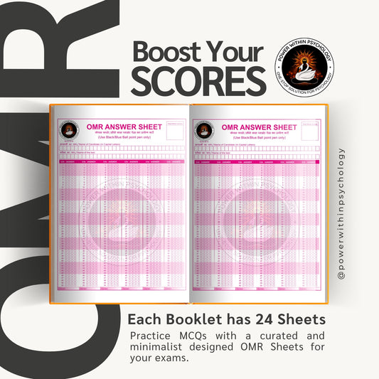 Premium OMR Answer Sheets - 5 Booklets Set (Each Booklet has 24 OMR Sheets with 300 MCQs in each) – Perfect for Competitive Exam Practice - Letter Size Sheets by Power Within Psychology - Proudly Made in India