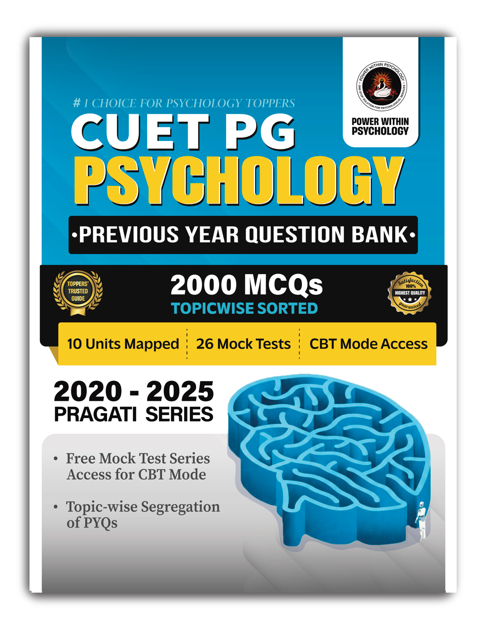 CUET PG Psychology 2026 Previous Year Question Bank Book | 2000 Topicwise MCQs (2020–2025) | 26 Mock Tests with CBT Mode | Pragati Series