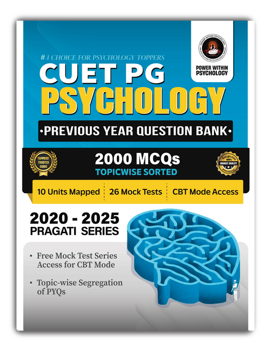 CUET PG Psychology 2026 Previous Year Question Bank Book | 2000 Topicwise MCQs (2020–2025) | 26 Mock Tests with CBT Mode | Pragati Series