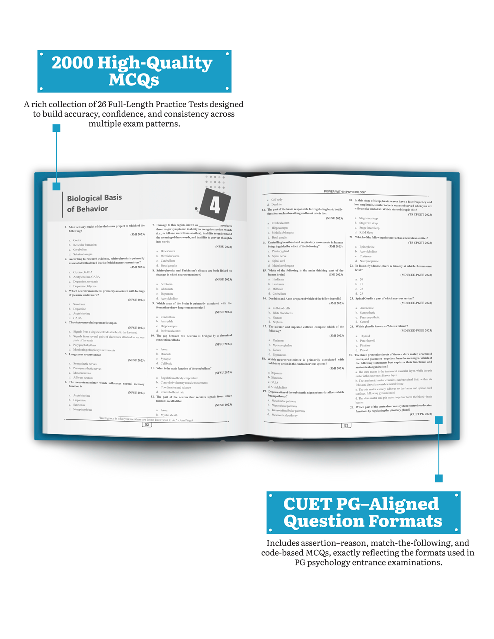 CUET PG Psychology 2026 Previous Year Question Bank Book | 2000 Topicwise MCQs (2020–2025) | 26 Mock Tests with CBT Mode | Pragati Series