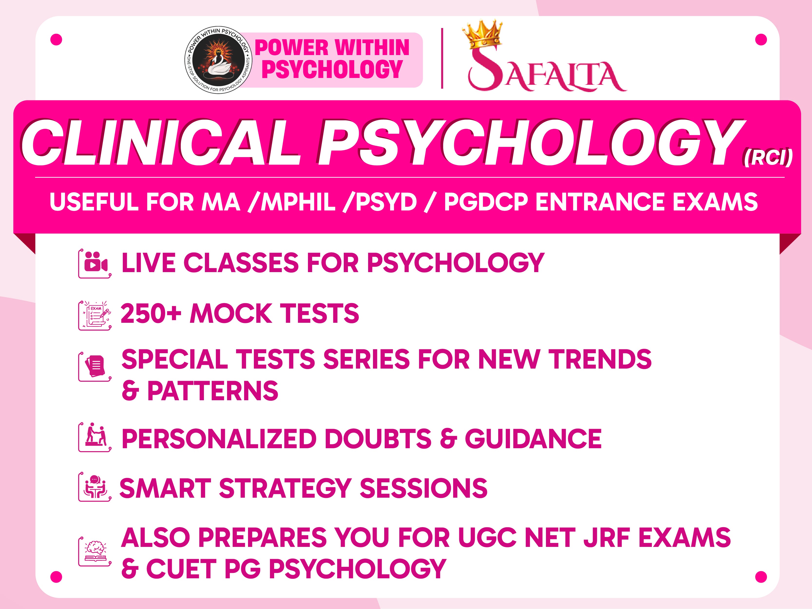 Safalta Course 2026 - MA / MPhil in Clinical Psychology & NET JRF Integrated Course